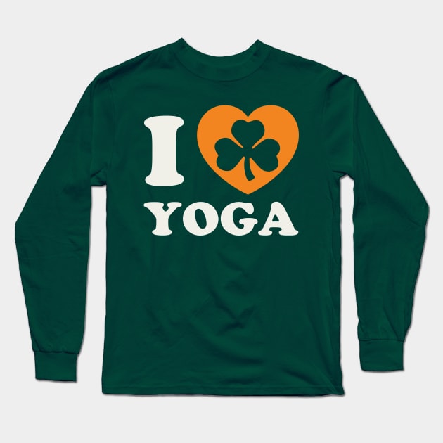 St Patricks Day Yoga Irish Yoga Teacher Shamrock Heart Long Sleeve T-Shirt by PodDesignShop